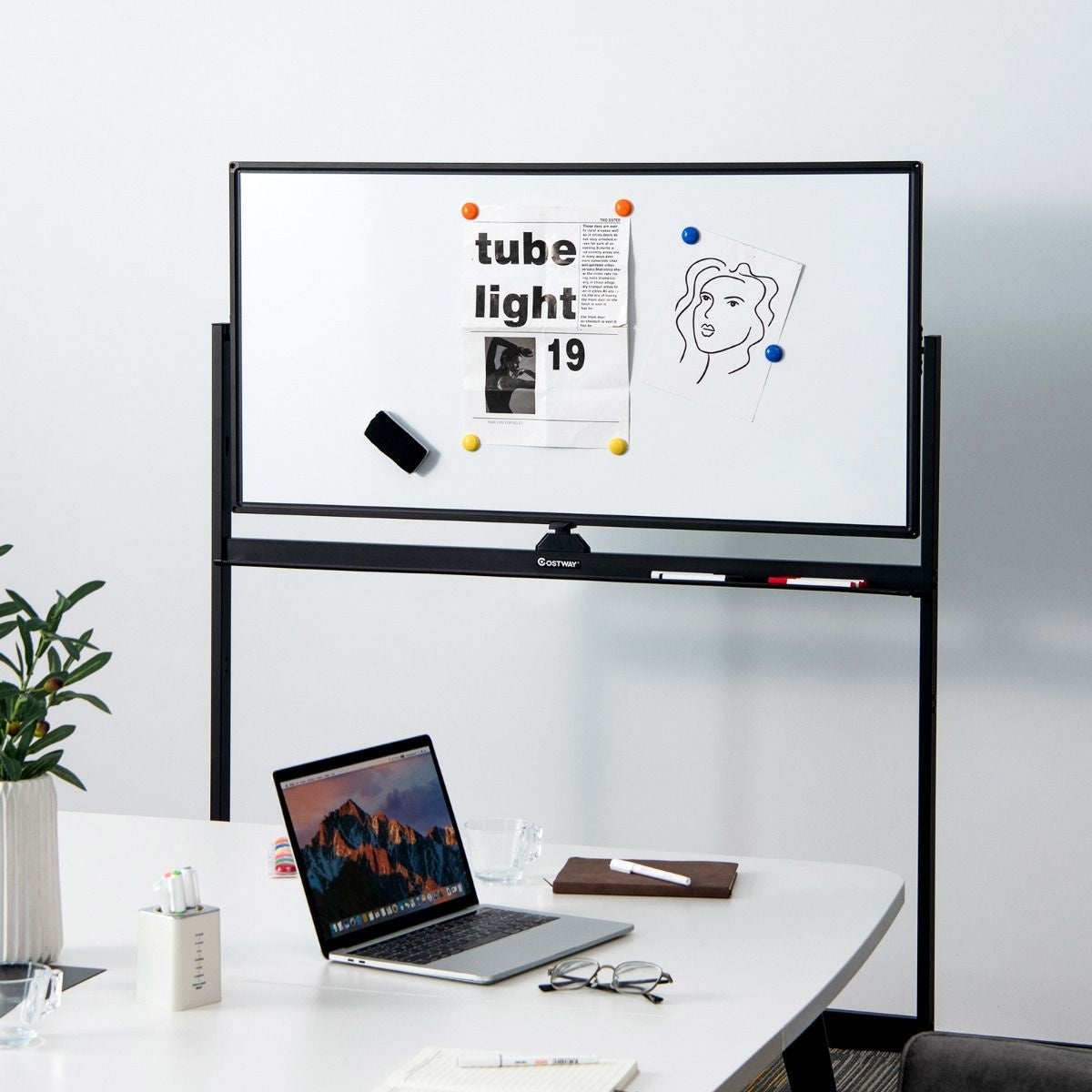 Coast double face magnétique mobile tableau blanc mobile roulant panneau mural blanc pour bureau noir