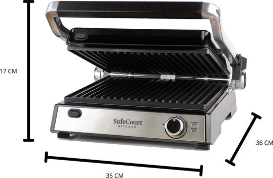 Grill 3 en 1 - Safecourt Kitchen - Grill multifonctions - Plaques amovibles - 2000W - noir