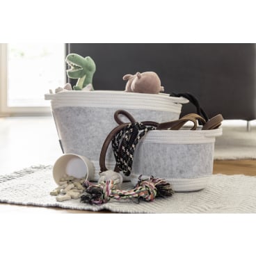 Panier de rangement WENKO Bea Noir - Ø 35 x 26 cm - Coton/polyester