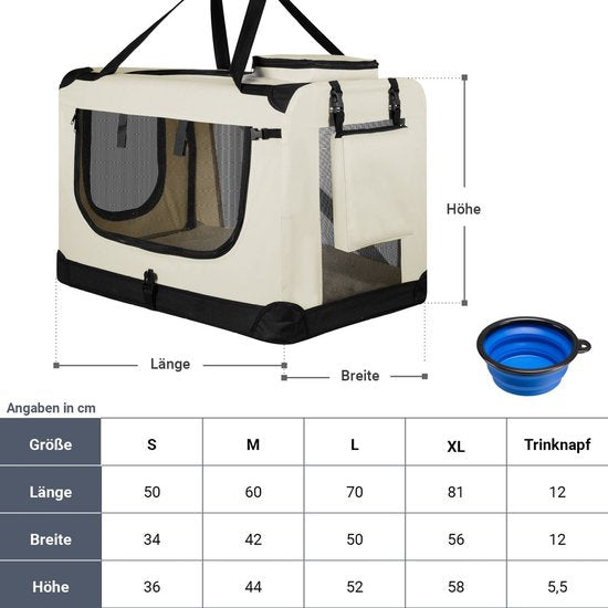 Boîte de transport pliante pour chien / Banc Lassie XL - Beige - 56 x 81 x 58 cm