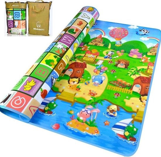 Maboshi Tapis de jeu - 180x200cm - en couleurs gaies - jouable des deux côtés - tapis de marche pour bébé - tapis de marche à quatre pattes - convient à la couverture pour enfants - tapis de yoga - couverture de pique-nique et tapis de sport - protège con