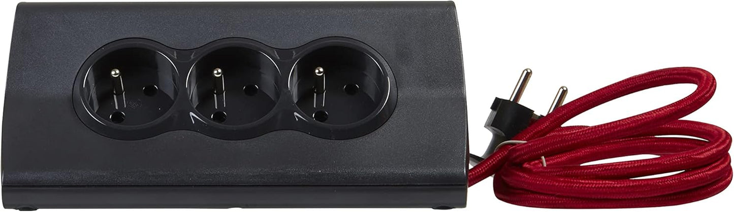 Bloc de bureau Bachmann avec 3 prises électriques, 2 ports USB et un support pour tablette – Noir – 192 x 86 x 109 mm
