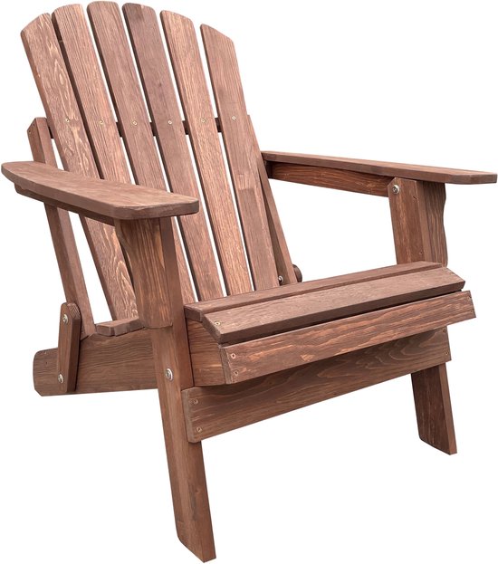 Chaise AXI Rosalie Adirondack Coffee – Chaise longue en bois avec accoudoirs – Pliable – Dossier haut – Chaise de jardin – 75,5 x 86,5 x 85 cm – 100 % bois de pruche certifié FSC