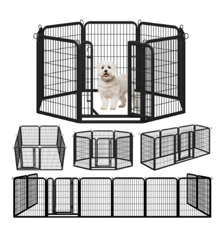 Yaheetech Cage de jeu pour chiots, 8 pièces - Noir - 200 x 68 x 80 cm - Pliable