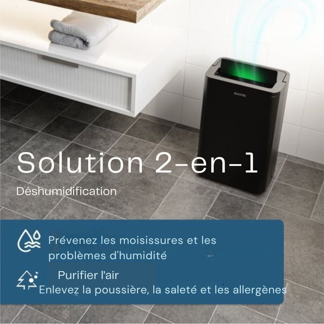 Déshumidificateur Auronic - Compact Pro Plus - 24L - Chambre à coucher, salle de bain, salon et bureau - Hydratant pour l'intérieur - Noir