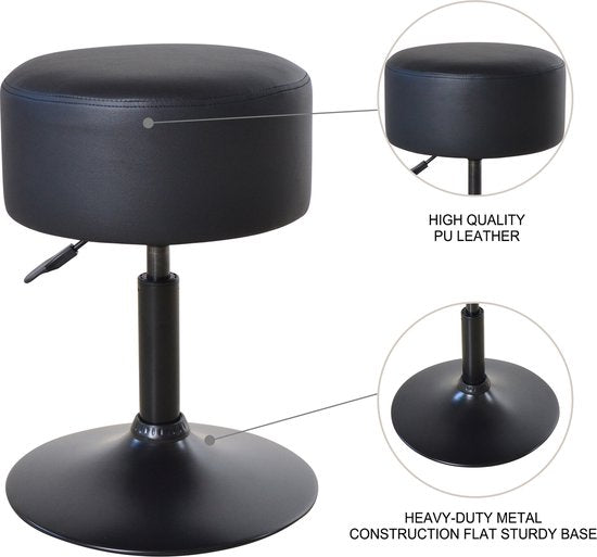 VDD - Tabouret - Tabouret noir - Tabourets réglables en hauteur - Petits tabourets pour s'asseoir - Tabouret réglable en hauteur