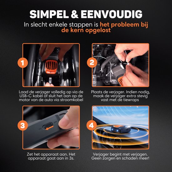 Vulpes Goods® Deterrent - Dissuasion de la martre - Dissuasion de la martre de pierre - Combattant de la martre - Intérieur et extérieur - Fréquences automatiques et lampes flash - USB et batterie de voiture - Martres, souris et rats - PRO V2 - 2 pièces