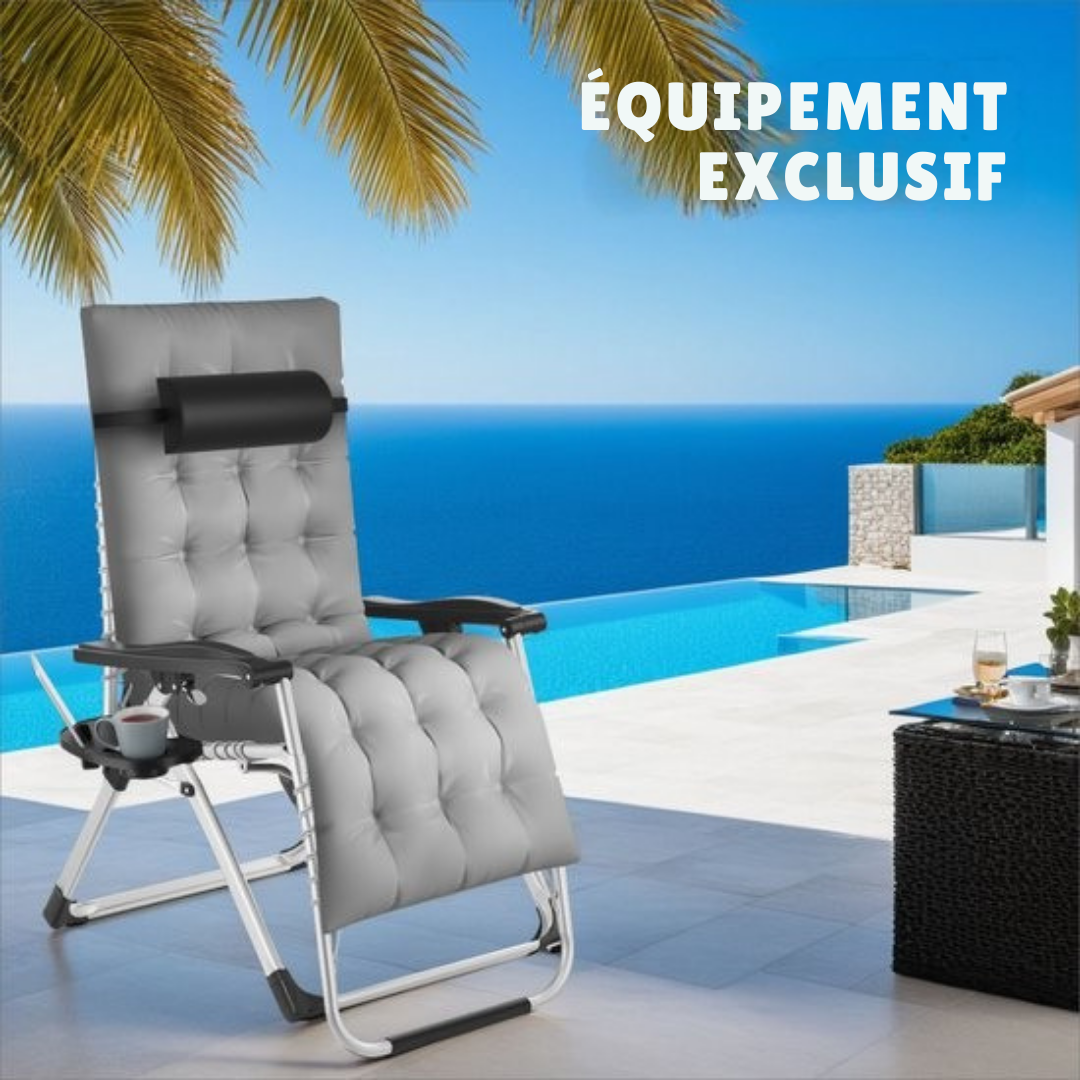 Chaise longue pliante Tectake - chargeable jusqu'à 200 kg - Gris