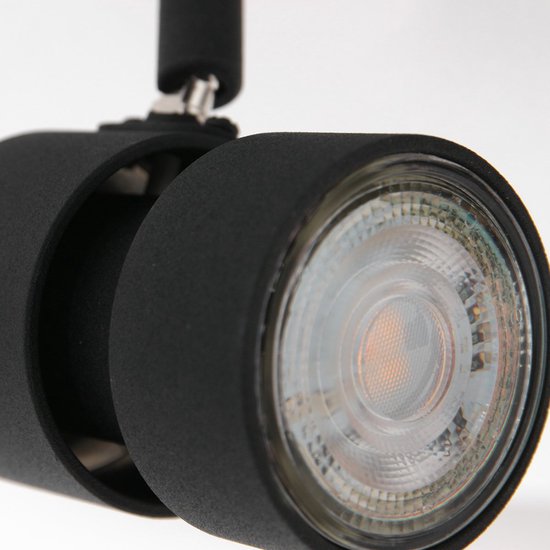Spot Natasja 7902ZW : spot noir à 2 lampes en métal avec douilles GU10 à intensité variable, pour l'intérieur, au design moderne
