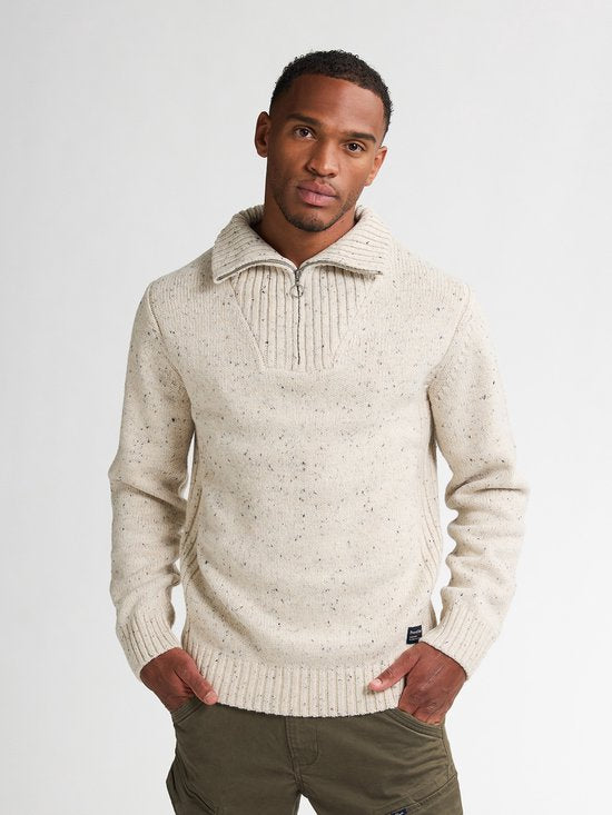 Petrol Industries - Pull en maille à demi-zip pour homme Denver - Bleu - Taille L