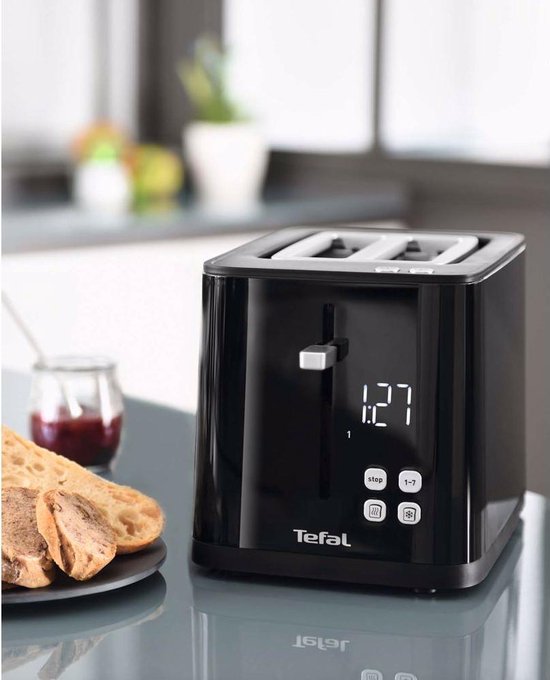 Tefal Smart & Light TL6408 - Grille-pain XL - 4 tranches de pain - Écran numérique - 7 niveaux de brunissage - Bac à miettes amovible