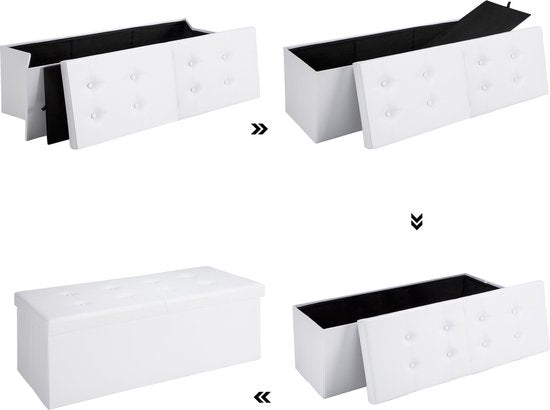Banc Casaria avec rangement - 80x40x40cm 100L Faux cuir - Blanc