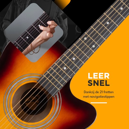 Finesse Acoustic Guitar - with Video Course - 4/4 40" - Western Guitar - Guitare Enfant et Adulte - Sunburst