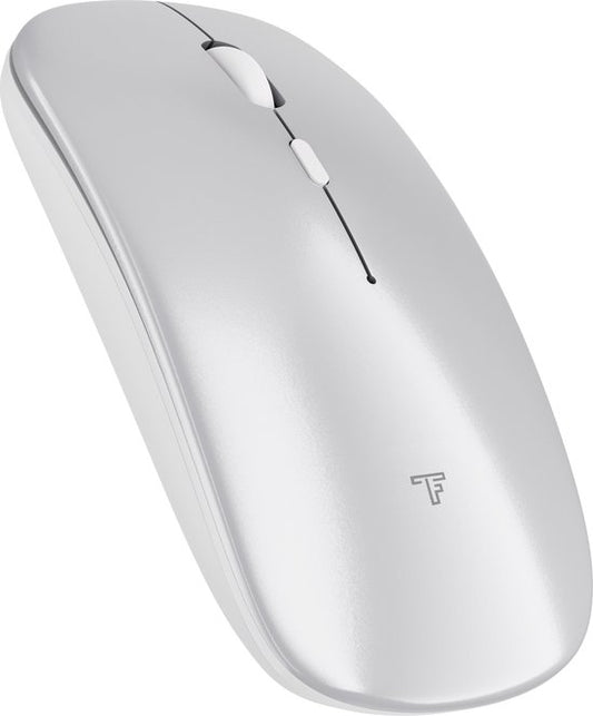Souris sans fil Trendfield - Souris d'ordinateur rechargeable - Bluetooth - Souris ergonomique avec clic silencieux - Convient à tous les ordinateurs portables - Argent
