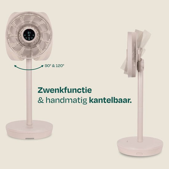 Ventilateur sans fil VONROC BREEZE – Silencieux (<44 dB) – 24 vitesses – léger et portable – 3 modes de ventilation : Naturel, Sommeil, Normal – Modulaire : ventilateur de table et ventilateur sur pied – Écran tactile haut de gamme – Télécommande incluse