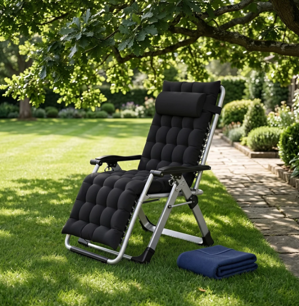Chaise longue pliable Huacan - Chaise de plage et d'intérieur avec dossier - 60-69 x 100-119 cm