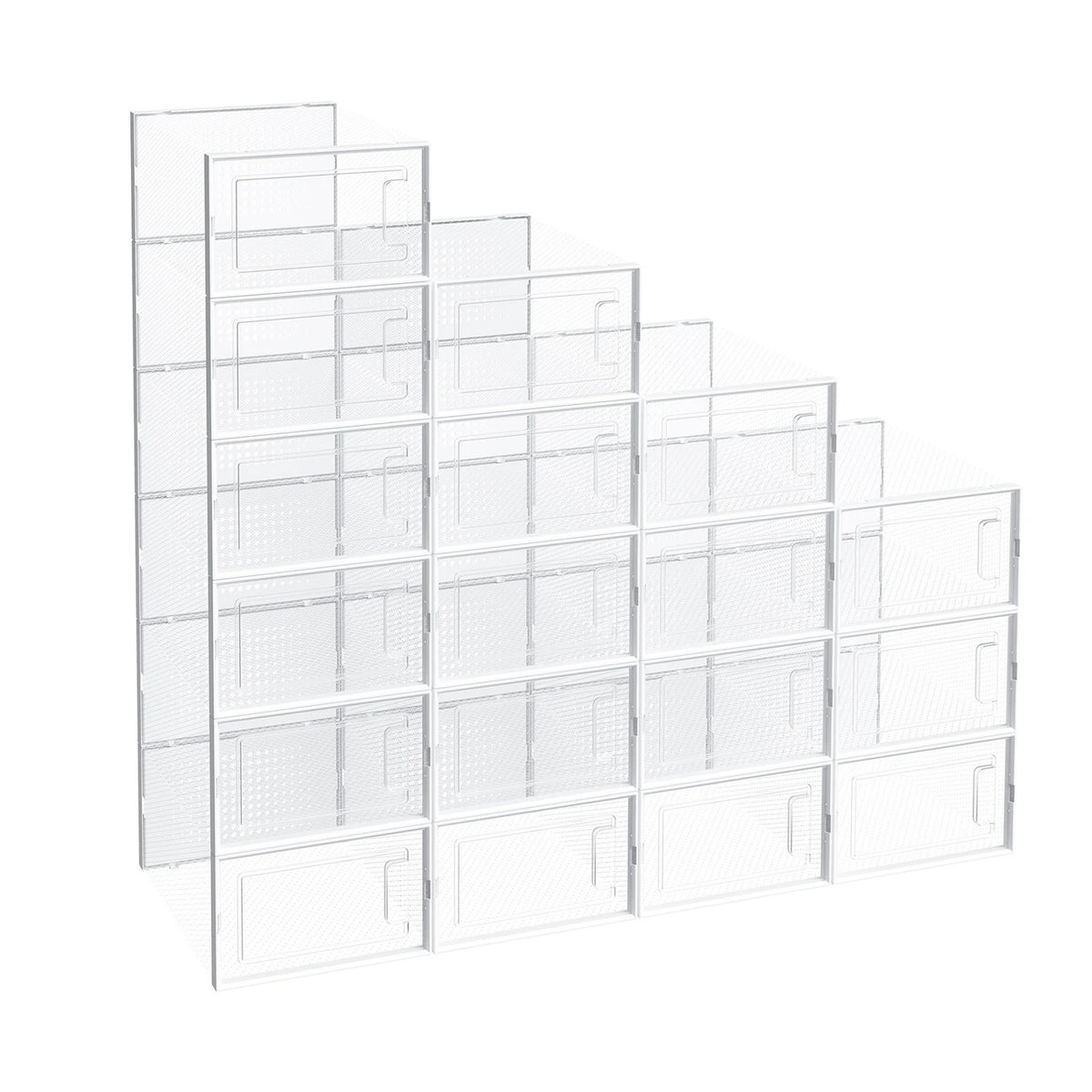 Boîtes de rangement à chaussures empilables Joyfurnos, lot de 18 - Blanc transparent - 35 x 25,2 x 19 cm