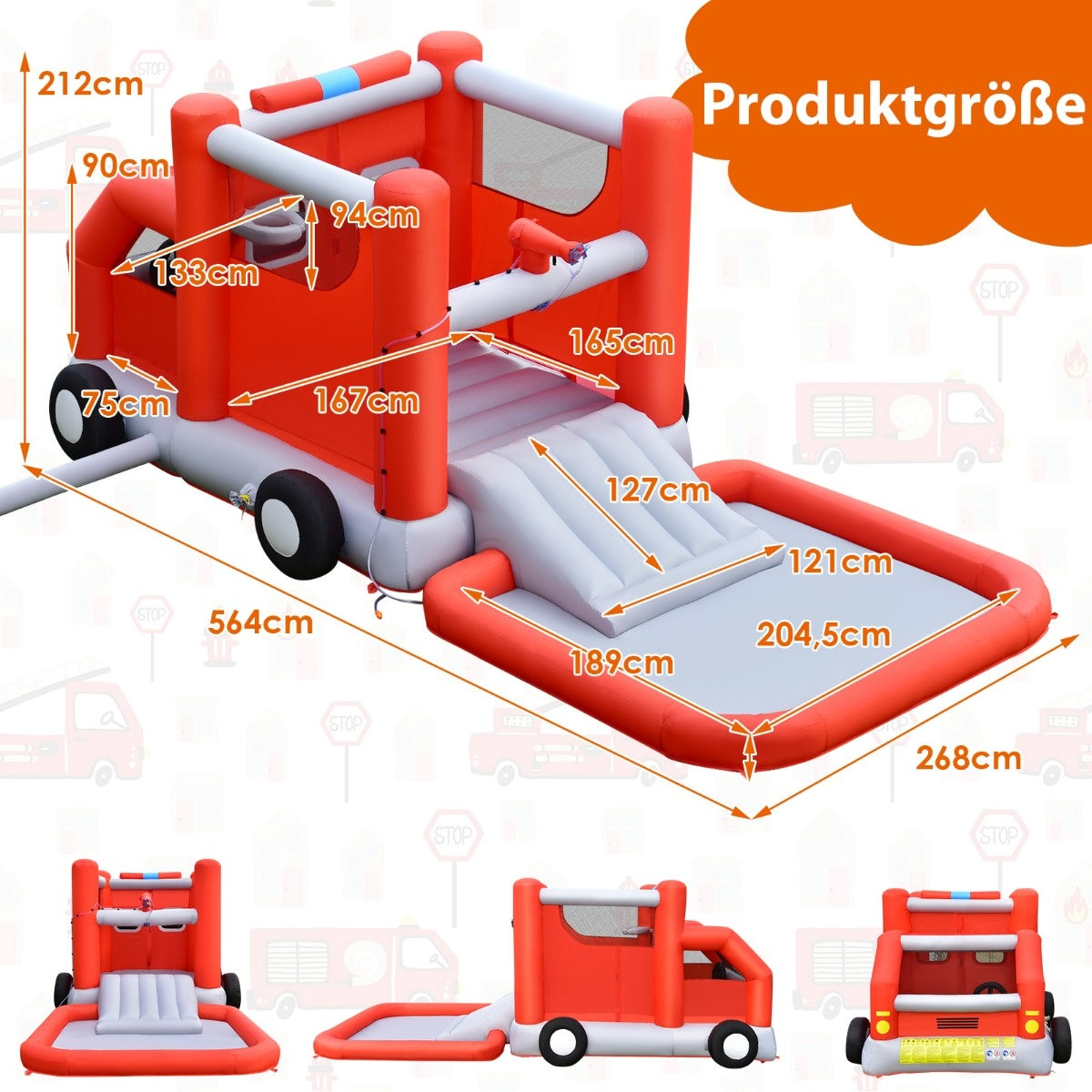 Toboggan aquatique pour enfants Coast dans le style des pompiers avec bassin à palettes 564 x 268 x 212 cm