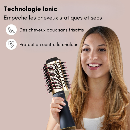 Auronic - Brosse soufflante et coiffante 3 en 1 - 1000W - Noir/or