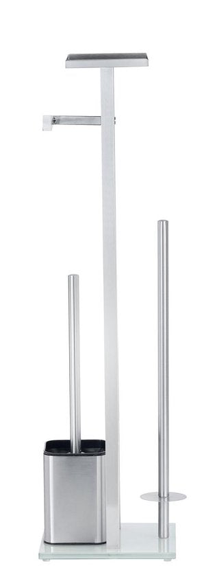 Wenko Porte-rouleau de papier toilette et porte-brosse Debar 70,5 cm, acier inoxydable argenté
