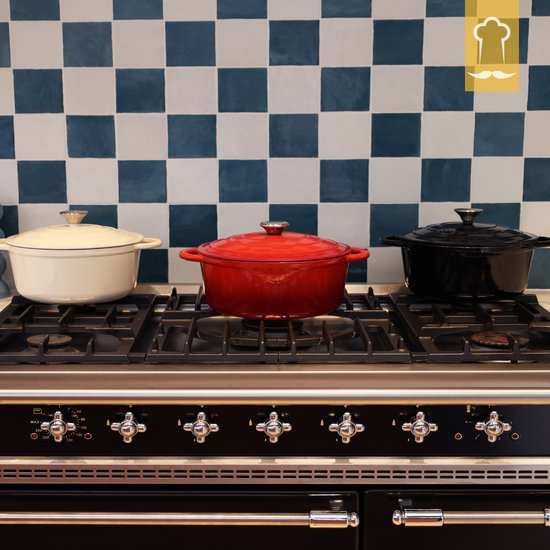 Casserole en fonte Chefarone 3,5 L - Sans PFAS - Avec couvercle - Compatible avec toutes les sources de chaleur - Émaillée noire