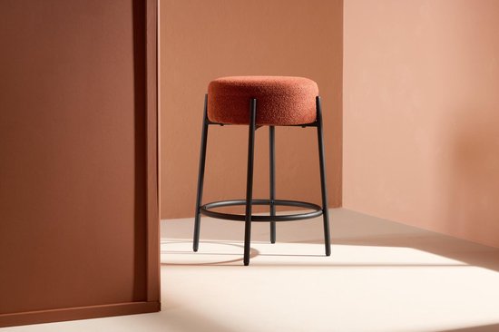 Tabouret de bar Tucson bouclé rouge