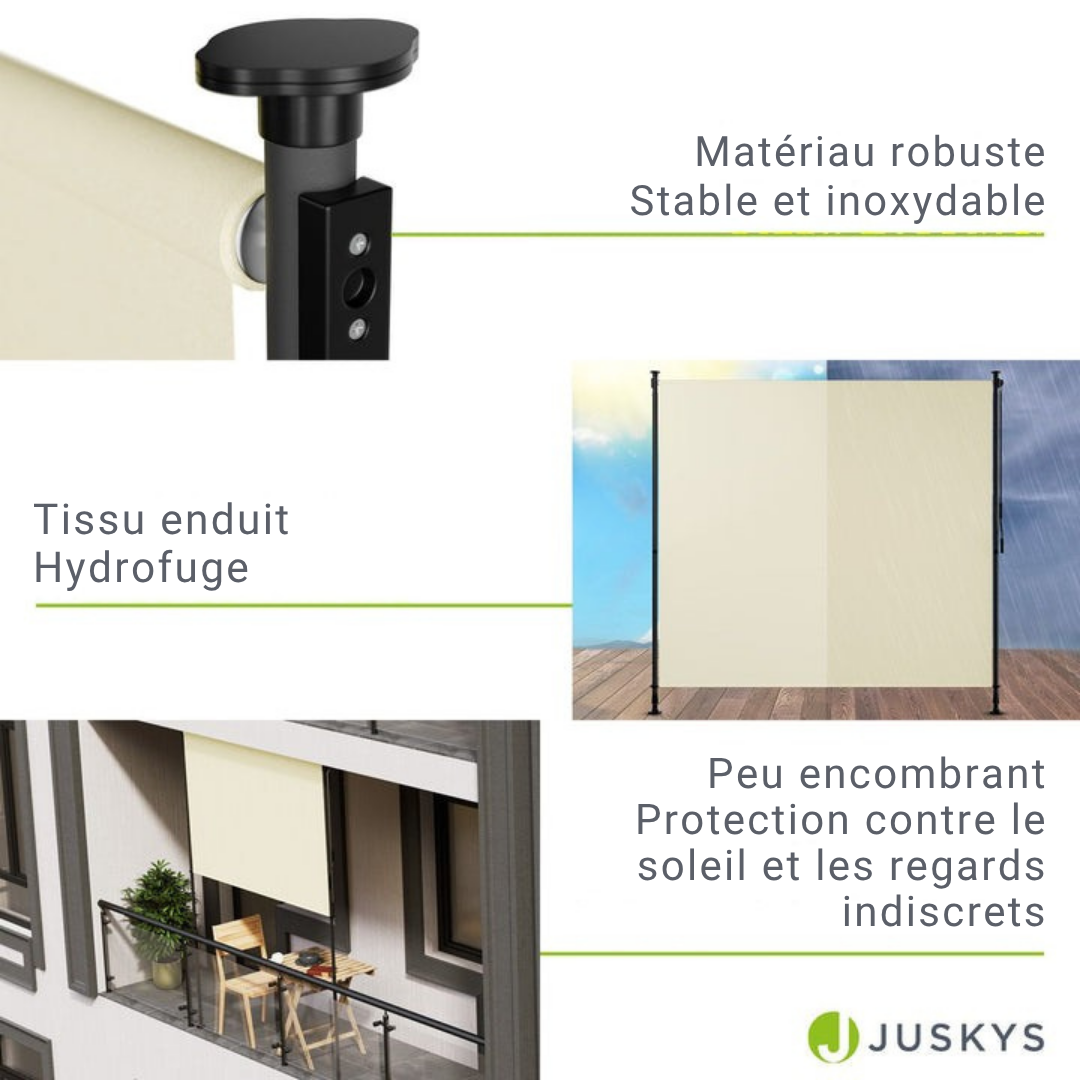 Store vertical Barbados - Protection solaire, visuelle et contre le vent - Ajustable en hauteur - 200 x 310 cm - Beige