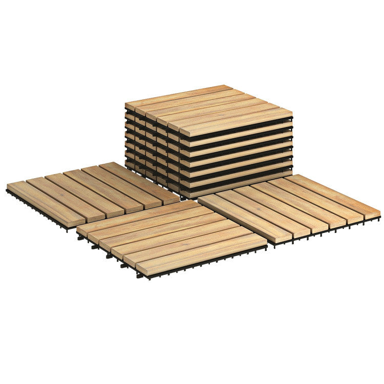 Coast Terrace Tiles Acacia Wood 30.5 x 30.5 x 2.5 cm (10 pièces) - Droit