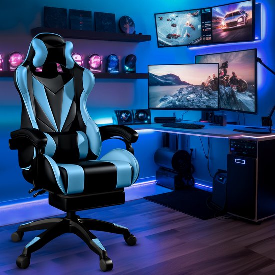 Bayt Gaming chair - Chaise gaming - Chaise gamer confort - Noir et bleu clair