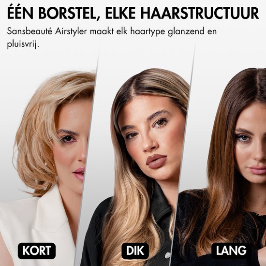 Sansbeauté® 4-in-1 Airstyler - Multistyler - Brosse sèche-cheveux cheveux courts - Boucleur de cheveux - Sèche-cheveux - Brosse chauffante - Brosse à boucler - Fer à boucler - Lisseur de cheveux - Hairwrap - Brosse de coiffage - 5 en 1 Hairstyler