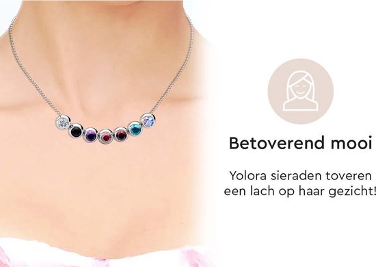 Yolora Collier pour femmes avec pendentif - 7 cristaux Kalpa Camaka colorés - Lot de 7 - Couleur argentée