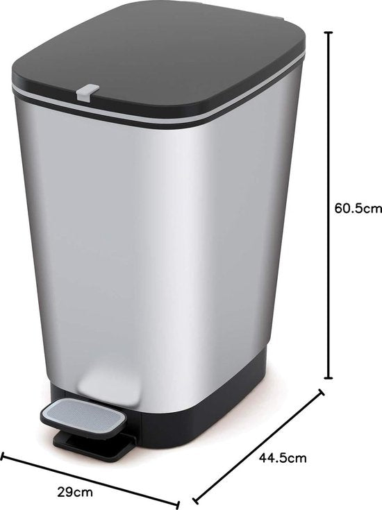Kis Chic Bin Poubelle à pédale - 50 l - Argent - Taille L