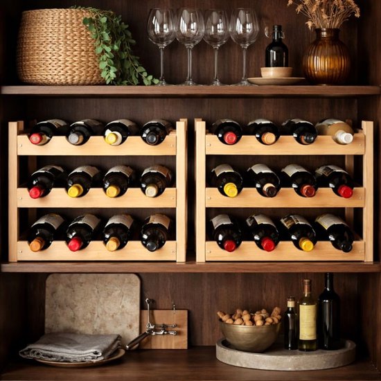 Casier à vin en bois – Casier à vin pour 12 bouteilles – 45 x 22 x 28 cm