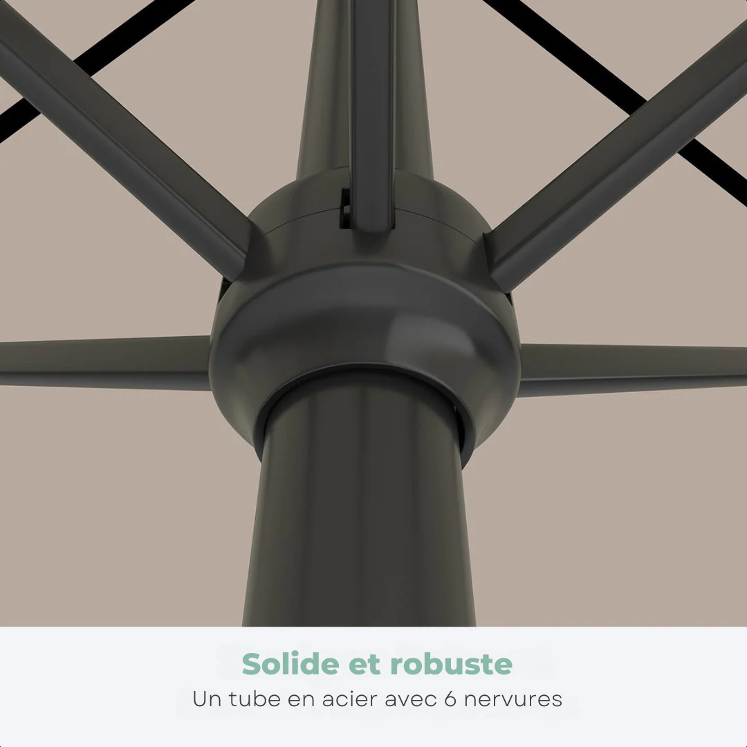 Parasol Lifegoods - 270x180cm - terasse et jardin -30° inclinable - imperméable - avec housse - Taupe