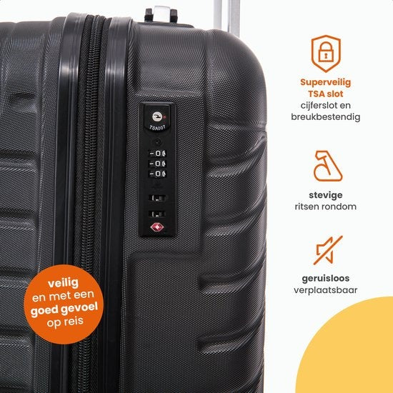 Goliving Hand Luggage Suitcase with Wheels - Trolley - Lightweight - TSA Lock - Padded Interior - 38 Litres - 55 x 35 x 23 cm - Black