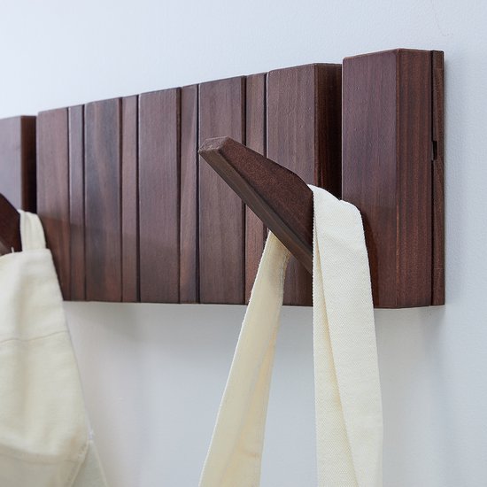 Urban State Porte-manteau Piano - bois foncé - porte-manteau mural - 8 crochets - porte-manteau suspendu - finition noyer