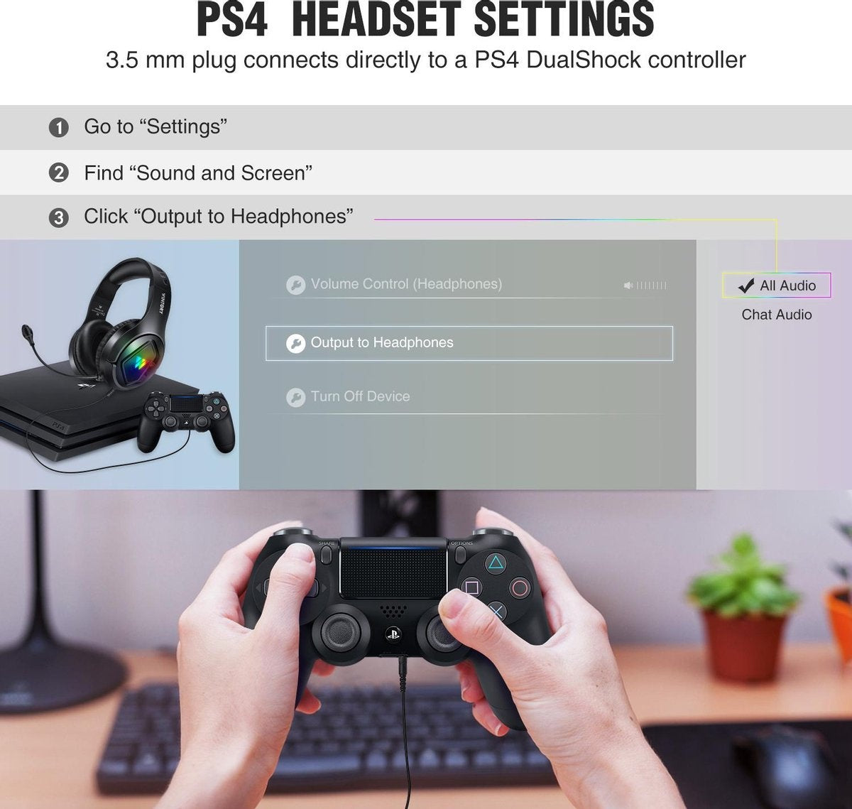 Casque de jeu WINTORY M1 RGB - PS4, Xbox One et ordinateurs portables - Noir