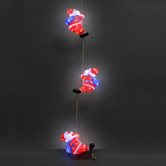 3x Deuba Figurine de Noël Père Noël - LED Acrylique 30cm -Lumière blanche