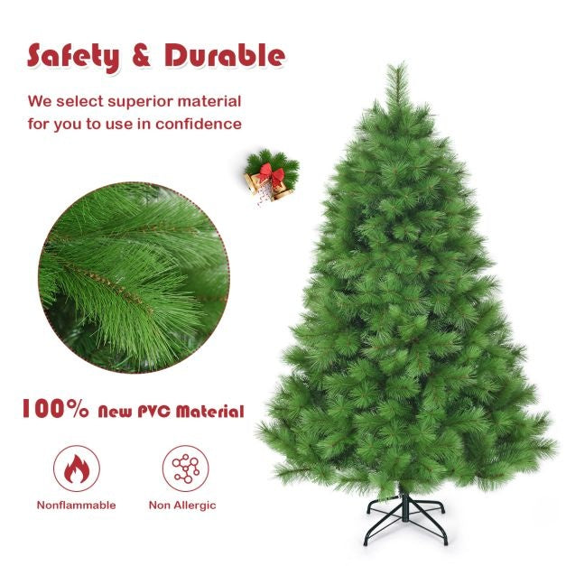 Coast Arbre de Noël artificiel 180 cm Arbre de Noël avec aiguilles en pvc Arbre artificiel avec support en métal vert