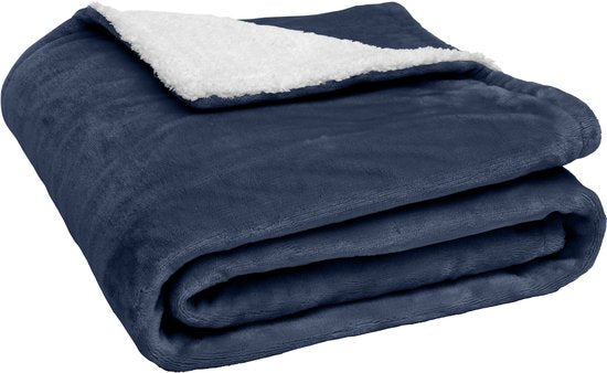 Seranova Couverture électrique XXL - 180x160 cm - Couverture 2 personnes - Couverture chauffante - Double face - Polaire Sherpa - Bleu