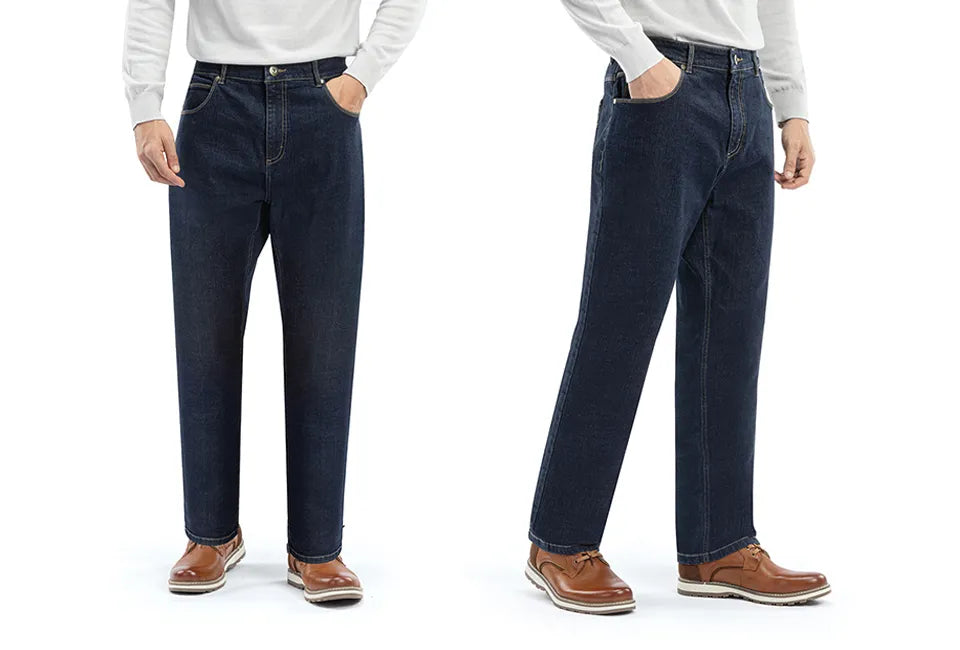 Milanoro - Pantalon Jeans Denim - L31 / L30 - Noir Bleu - Coupe droite avec jambes droites - Modèle intemporel à 5 poches - Confort optimal