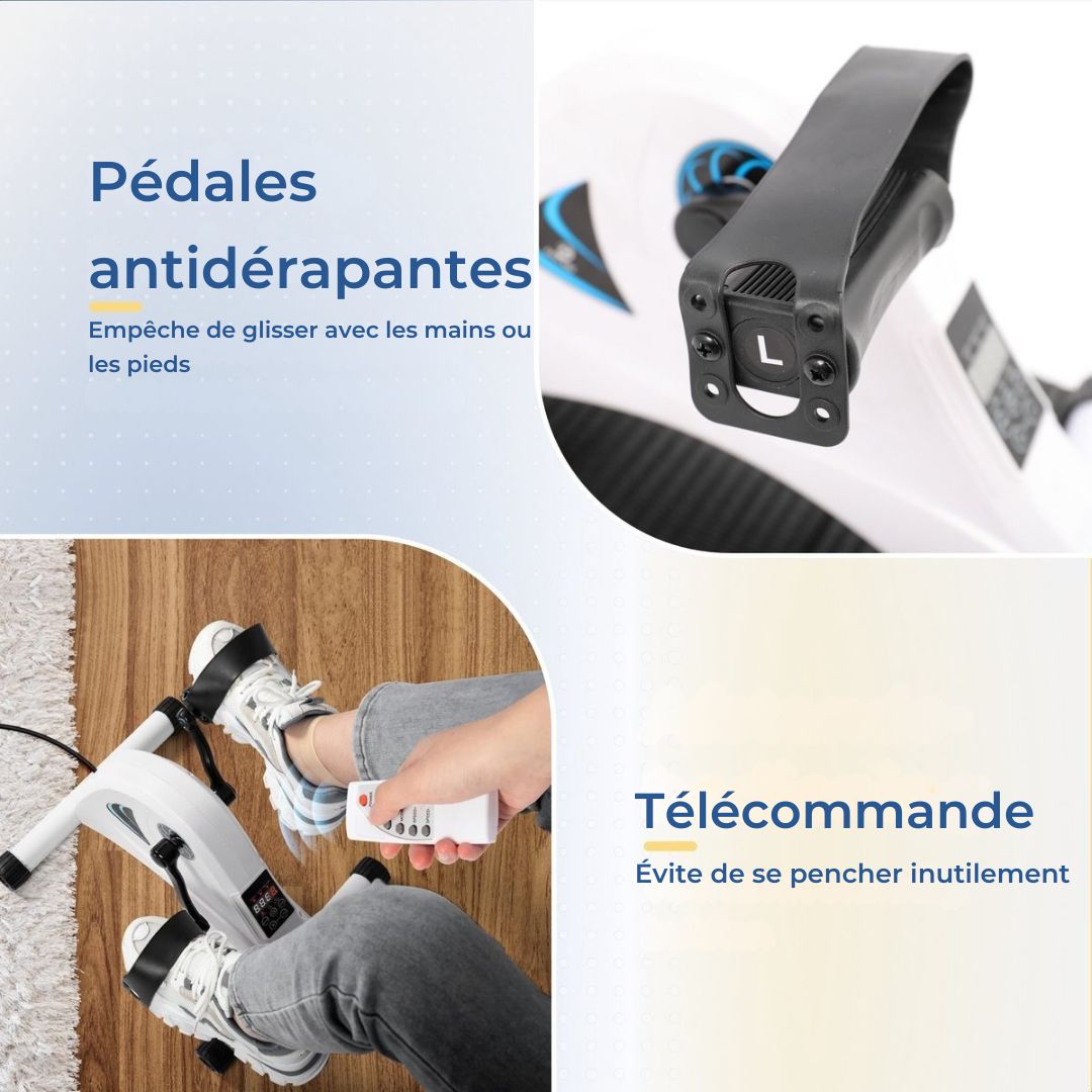 Mini vélo d'exercice SafeLife - électrique et résistance réglable - 26 x 40 x 34 cm - blanc