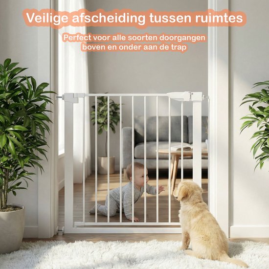 Barrière d'escalier sans perçage – 76 à 82 cm – Barrière de sécurité – Fixation par pinces – Barrière pour enfants – Barrière pour chiens – Blanc