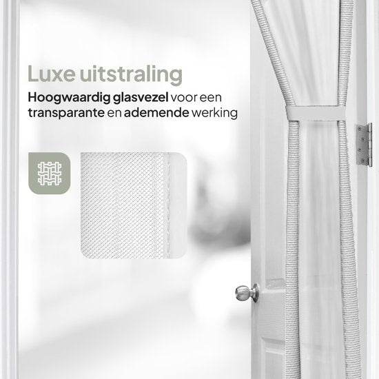 O'DADDY Rideau de porte Deluxe FIBER - Rideau à lames magnétiques - Pour les nouvelles constructions et les portes standard - Installation facile - Blanc Hor - 92x230 cm