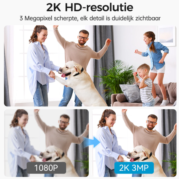 Caméra PTZ intelligente Woox 2K HD - Blanche - 360° avec reconnaissance IA et vision nocturne