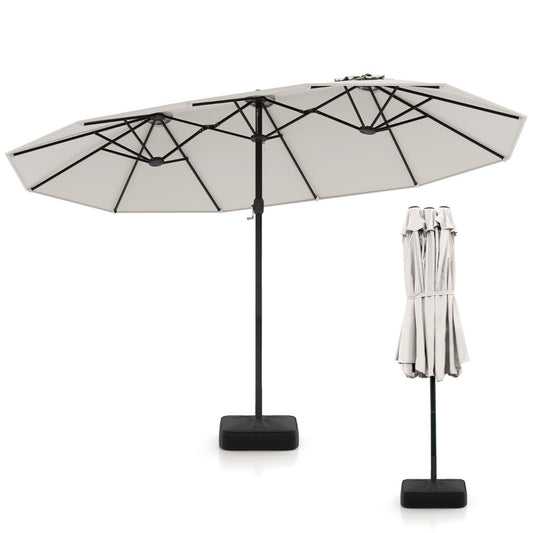 Coast Double Terrace Parasol 464x286 cm Beige - Grand parasol d'extérieur avec 12 poutres en métal, base stable et sacs de poids