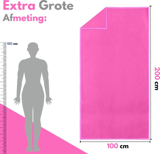 VAIVE Serviette microfibre - Serviette de plage 100x200 - Serviette de bain - Serviette de voyage Séchage rapide - Rose