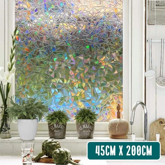 Homewell Film pour fenêtre HR++ 45x200cm - Solaire et isolant - Statique - Éclats arc-en-ciel