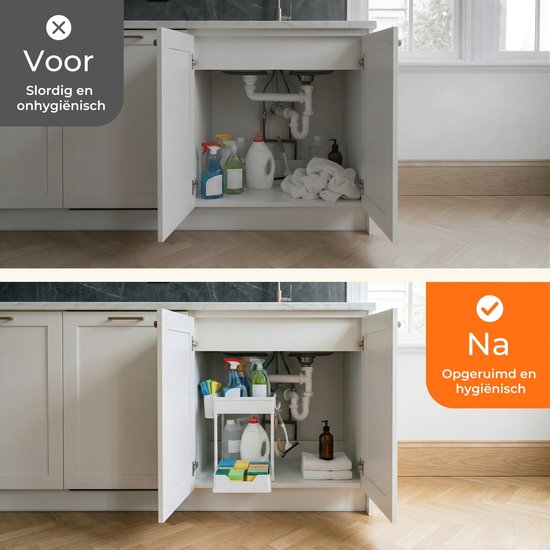 Posity Sink Cabinet Organizer - Kitchen Cabinet Organizer - Sliding Drawer - Cabinet Organizer - Bathroom Organizer - Countertop Organizer - 1 Pull-out Drawer - White