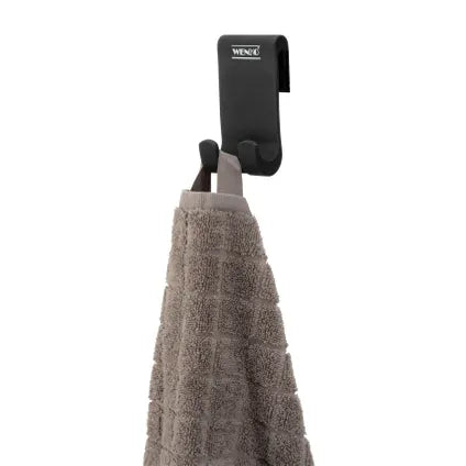 Crochet de douche Wenko Verna noir - 2 crochets - Pour paroi de douche jusqu'à 10 mm